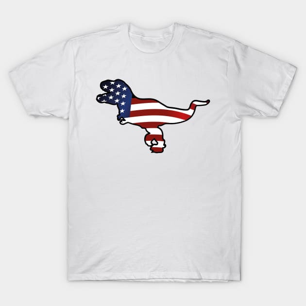 American Flag T-Rex Funny Dinosaurs T-Shirt by macshoptee